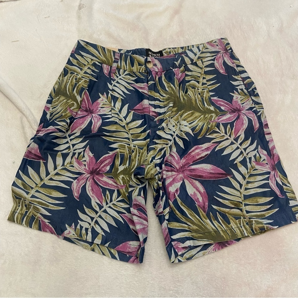 New! Scotch & Soda Twilt loose fit Hawaiian floral shorts nwt 28727 - Picture 2 of 11